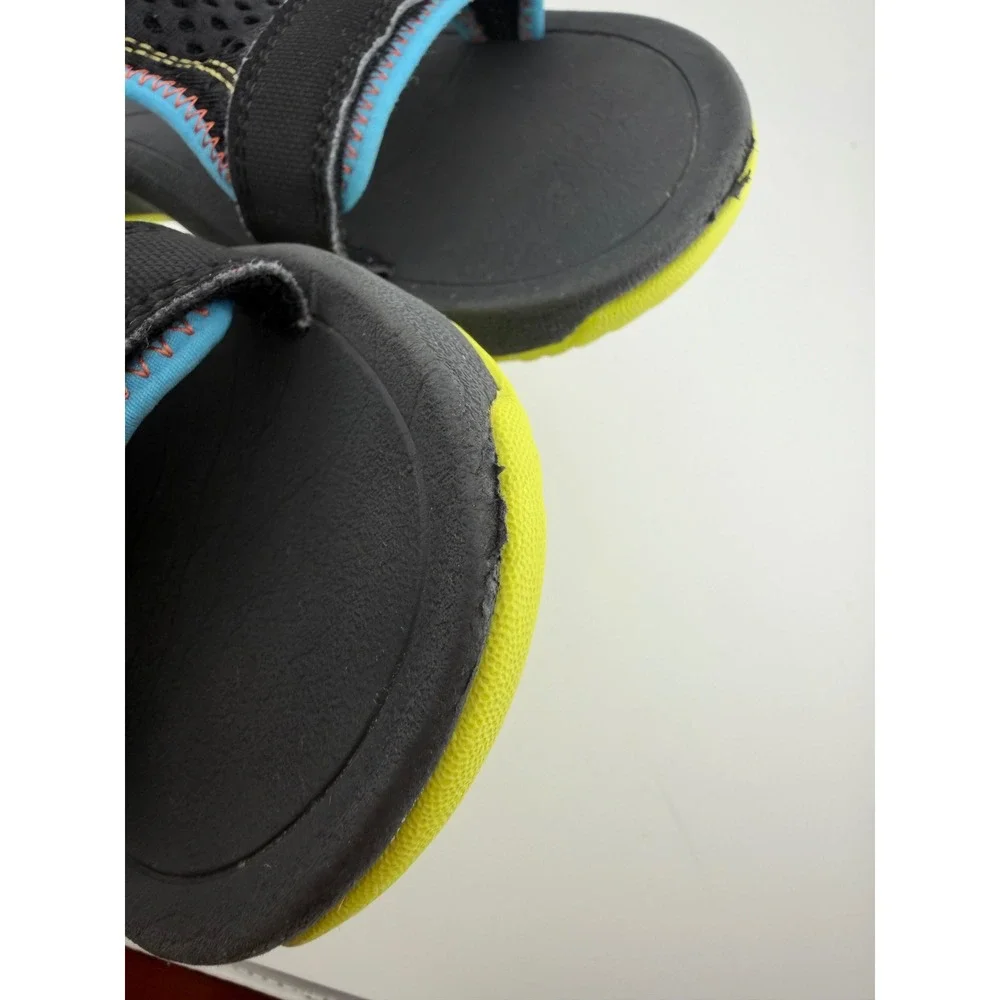 Teva Tanza Sandals Kids Size 1 Black Blue Neon Yellow Water Friendly